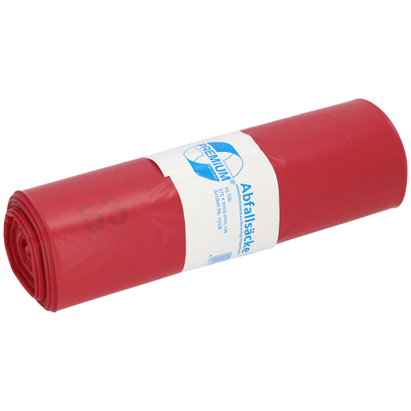 DEISS PREMIUM® 11708 Müllsack 70 Liter rot (500x1000mm / 60µm)