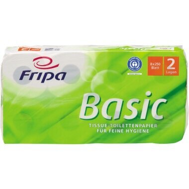 Toilettenpapier Fripa Basic weiß 2 lagig 250 Blatt Recycling