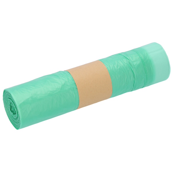 DEISS 52812 Zugbandsack 60 Liter grün-transparent (630x74050mm) Rolle mit 20 Sack