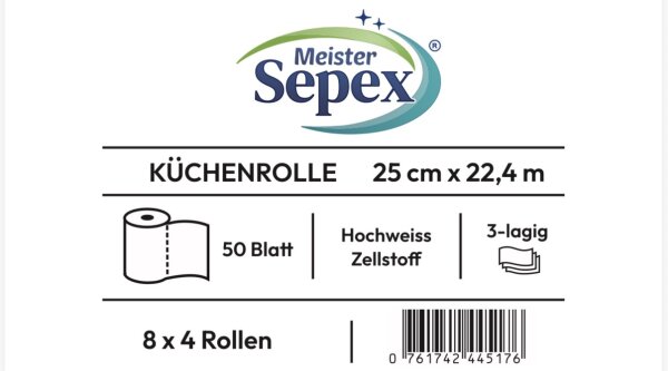 MEISTER SEPEX Küchenrolle 3-lagig 50 Blatt Zellstoff