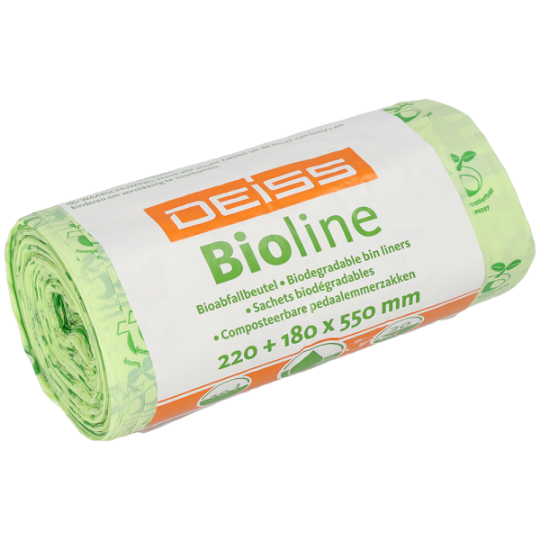 DEISS Bioline 06065 Bio-Müllbeutel kompostierbar 10 Liter (220+180x550mm)