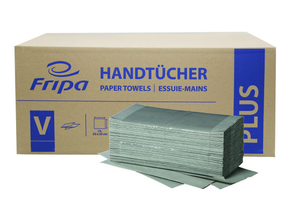 Fripa Falthandtücher Plus L V-Falz 1 lagig natur 25 x 23cm 5000 Tücher Recycling
