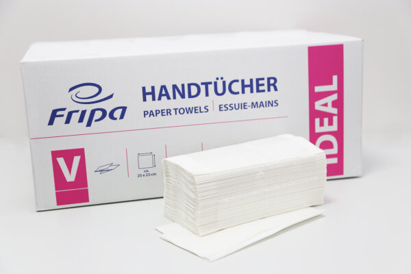 Falthandtücher Fripa IDEAL V-Falz 1 lagig hochweiß 25 x 23cm 5000 Blatt Recycling